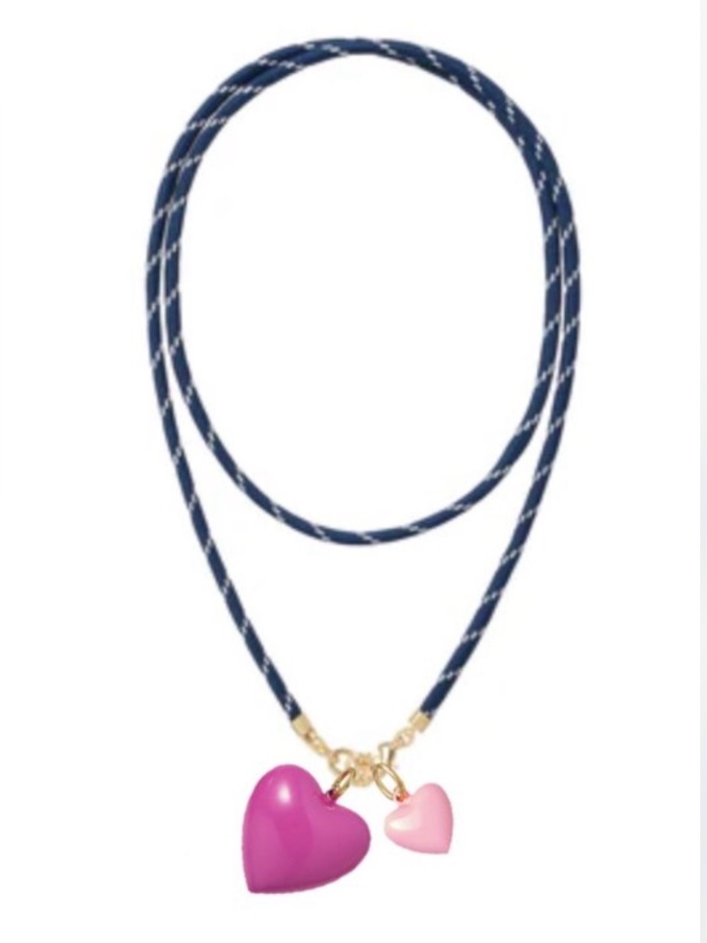 Roxanne Assoulin The Happy Cord Long Big Double Heart Necklace